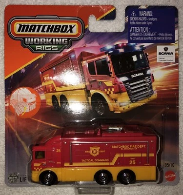 Matchbox Red/Yellow Scania Tactical Command Center Fire Department Truck New HTF - Image 1 of 2