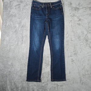 Seven 7 Jeans Womens 8 Blue Mid Rise Straight Denim Pants Casual - Picture 1 of 10
