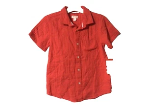 NWT Cat & Jack Short Sleeve Button Down Shirt Orange Red Salmon Sizes XS-L - Picture 1 of 3