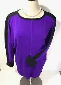 Top donna Lauren Ralph Lauren taglia M colore viola/nero maniche Dolman - Foto 1 di 8
