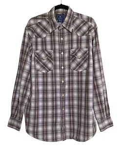 Lucky Brand Dungarees Men's Brown Plaid Shirt Size Large Long Sleeve - Picture 1 of 6