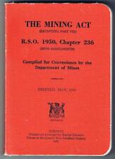Canada 1959 The Mining Act Canadian Mines Rules & Regulations