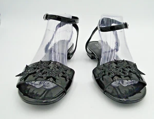 Michael Kors Lexie Black Patent Leather Glitter Star Ankle Strap Sandal 10M FS - Picture 1 of 13