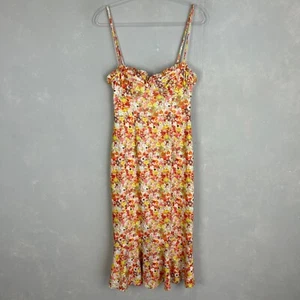 Anthropologie Hutch midi dress size S yellow floral sweetheart spaghetti strap - Picture 1 of 13