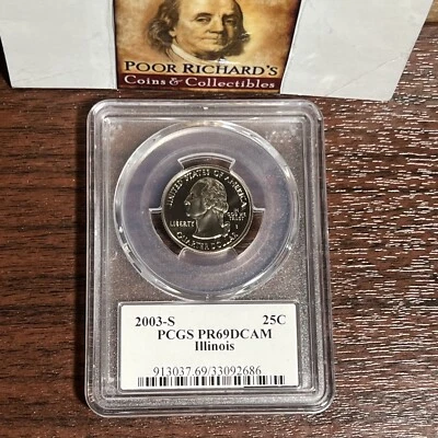 2003S PCGS “PR69 DCAM” Illinois State Clad Quarter. CQ33 - Image 1 of 4