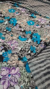 Pure Silk Saree Indian Vintage Sari Georgette Chinon Printed Fabric PGS1683 - Picture 1 of 9