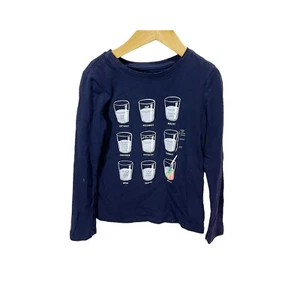 Gap Girls Navy Blue 100% Cotton T-Shirt - Kids/Girl's Size 6/7 S Long Sleeve - Picture 1 of 4