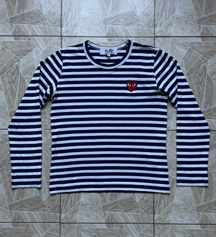 Архив винтажный японский дизайнер Comme Des Garçons Play в полоску с длинным рукавом M - Изображение 1 из 4