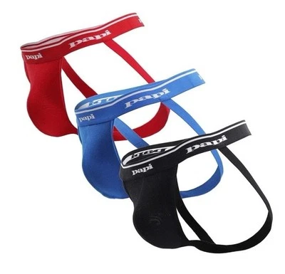 Nuevo Lote 3 Pack Ropa Interior Papi Jockstrap Rojo Azul Negro Ropa Interior Calce XL Foto 1 de 4