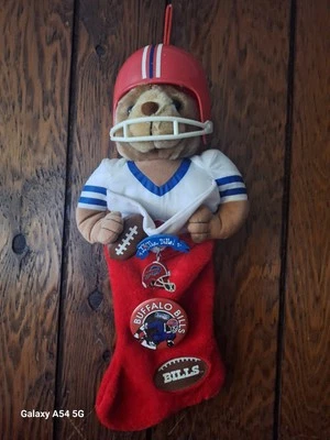 Oso de peluche de fútbol americano vintage de los 90 NFL Buffalo Bills vacaciones medias Foto 1 de 4