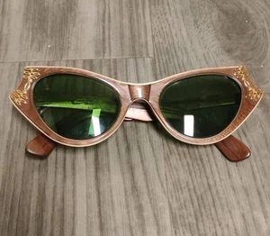 Vintage American Optical Calobar CO33 Katzen Brille Brillengestell nur braun gold - Bild 1 von 9