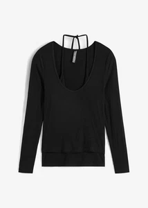 2 in 1 Shirt mit integriertem Top Gr. 36/38 Schwarz Damenshirt Bluse Tunika Neu - Bild 1 von 1