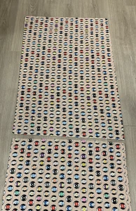 Vintage Handarbeit Gardine Paneele 2er Set 45 U/min Schallplattenmuster Pfirsich - Bild 1 von 7