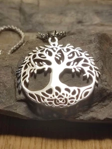 Damen Unisex Herren Halskette in Silber wunderschöner großer Lebensbaum Zeitlos - Picture 1 of 6