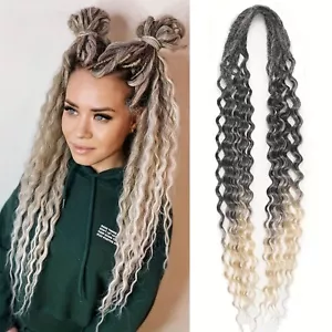 blonde Double Curly Ended Dreadlocks Extensions 24inch Soft Boho Locs Synthetic - Picture 1 of 22