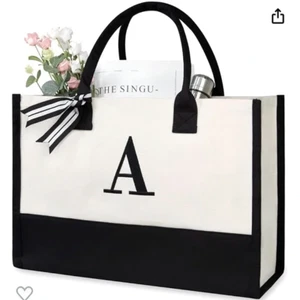 BOLSO DE LONA DE YUTE INICIAL “A” BOLSO PLAYA COMPRAS VIAJE NUEVO CON ETIQUETAS - Imagen 1 de 5