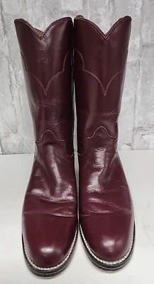Tony Lama Roper Botas Mujer 6B Borgoña Modelo 7507 Todo Cuero Interior Superior Foto 1 de 4