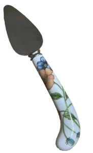 Sheffield Inglaterra Acero Inoxidable Pastel Pastel Queso Servidor Porcelana Mango Floral - Imagen 1 de 5