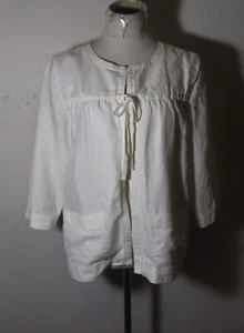Linen J. JILL White 100% Linen Rope Tie Shirt Jacket Size S - Picture 1 of 6