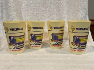 VINTAGE 1980's Minnesota Vikings Set of 4 Metrodome Plastic Cups, VERY COOL!! - Picture 1 of 2