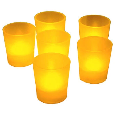 6 Led Amber Tea Light Votive Flameless Battery Candles Wedding Party Romantic - Image 1 of 3