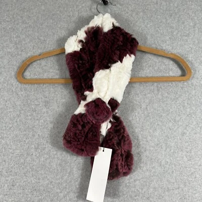 Womens Rabbit Fur Scarf Collar White & Purple Striped NWT - Image 1 of 4