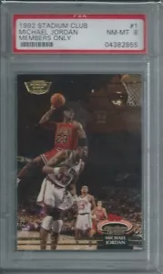 1992-93 STADIUM CLUB MEMBERS ONLY #1 - MICHAEL JORDAN PSA 8 - Picture 1 of 2