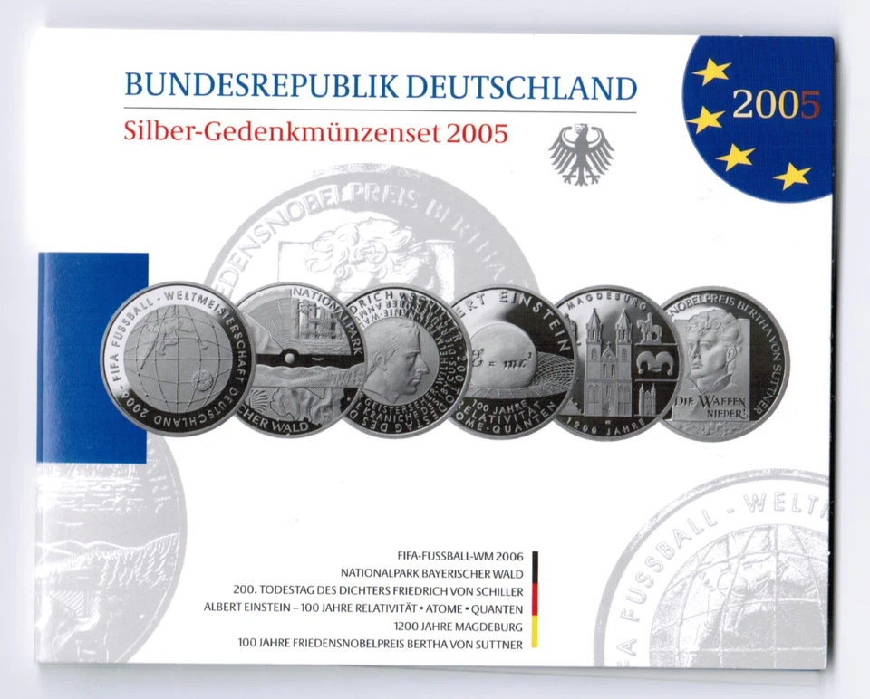 Germany Official Blister With 6 Piece Silver Commemorative Coins 2005 Pp - Image 1 of 1