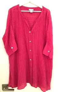 Weiche Umrandung Gr. Large Knopfleiste weiche Leinenmischung Oversize beere Tunika - Bild 1 von 7