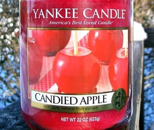 Yankee Candle Retired "CANDIED APPLE"~ Large 22 oz. ~ WHITE LABEL ~ RARE ~ NEW - Picture 1 of 4