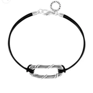 Peter Thomas Roth Sterling Black Leather Bracelet - SIZE LARGE - UNISEX - Picture 1 of 2