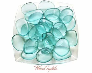 1 XL Aqua Blue OBSIDIAN Glass Palm Stone Polished Crystal #AB02 - Picture 1 of 1