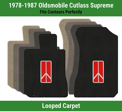 Передние коврики Lloyd Loop для '78-87 Cutlass Supreme с эмблемой Oldsmobile красные - Изображение 1 из 4