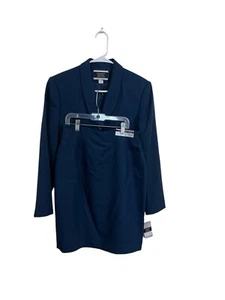 VTG NWT Amanda Smith Navy 100% Pure Wool Skirt Suit Blazer Jacket Sz 10 Petite - Picture 1 of 14