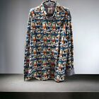 A Fish Named Fred Shirt Mens XL Long Sleeve Abstract Button Down Ski Pattern NEW