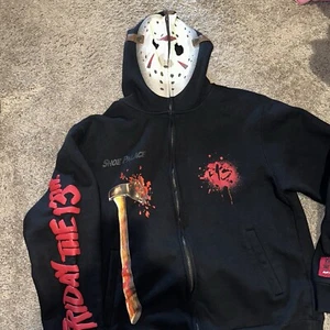 Friday The 13th x Shoe Palace Full Zip Hoodie Glow In The Dark Jason Mask Sz L - Picture 1 of 19
