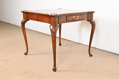 Henredon Queen Anne Carved Mahogany Breakfast Table or Game Table, Refinished - Image 1 of 4