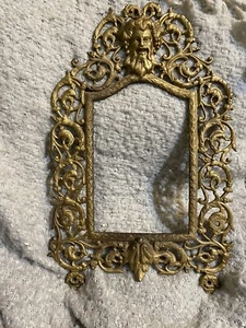 Antique Solid Bronze Victorian Frame with Bacchus Head 1880's 15"x9.5" READ - Picture 1 of 9