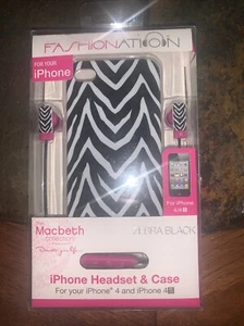 Apple iPhone 4/4s Accessories Zebra  With Earphones NIB - Picture 1 of 2