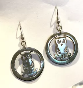 Unique Carved Shell Small Owl Earrings - Picture 1 of 7