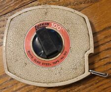 Vintage Lufkin 100' White Clad Steel Tape No. 100 Construction Hand Tool.