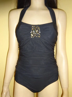 Shapewear - Badeanzug bpc selection bonprix 38 schwarz Neckholder Ziersteine NEU - Bild 1 von 4