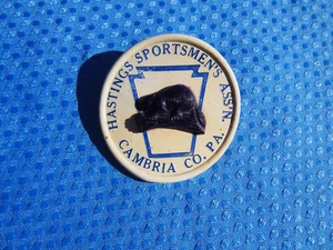 Vintage Beaver Keystone Hastings Sportsmen's Ass'n Cambria Co. Pa Pinback Button - Picture 1 of 6