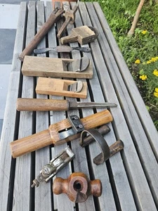 11 Piece Antique Woodworking Tools Lot - Picture 1 of 24