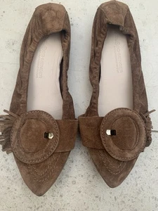 Women’s Kennel & Schmenger Brown Suede Pointed Ballet Flats Shoes Size 4/37 - Picture 1 of 9