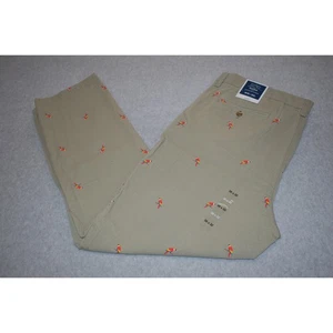 Club Room Pants Mens Size 38 X 32 Parrot Bird Design Tan Cotton Blend NEW TAGS - Picture 1 of 8