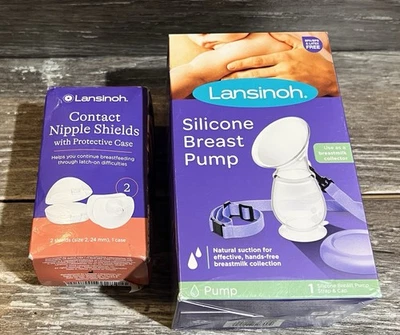 Lansinoh Silicone Manual Breast Pump Cap & Strap & 24mm Contact Nipple Shields - Image 1 of 4
