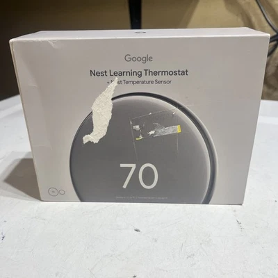 Учебный термостат Google Nest 4-го поколения с датчиком температуры полированный серебристый NOB - Изображение 1 из 4