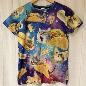 Taco Cats In Space Colorful Shirt Tshirt Top Kids Youth Large EUC Funny Fun - Picture 1 of 9