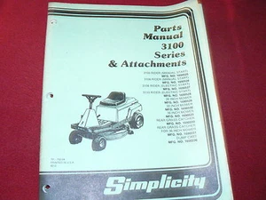Simplicity 3100 Series & Attachments Dealer's Parts Manual - Bild 1 von 1